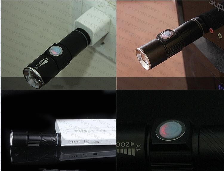 Build in Battery Multifuctional Mini USB Zoom LED Flashlight