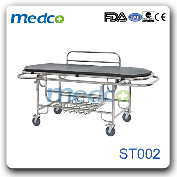 Hospital Patient Manual Transfer Cart, S. S. Medical Emergency Stretcher Trolley