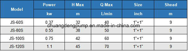 Js-80s Single Stage Mini Self Priming Surface Pump for Home