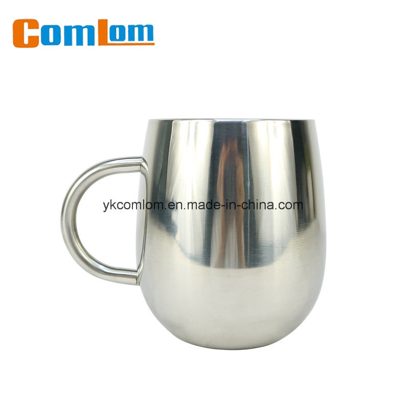 Cl1c-M118 Double Wall Stainless Steel Cute Coffee Travel Mug with Handle