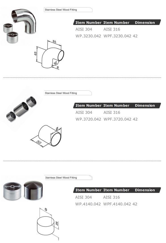 Stainless Steel Wood Fitting / Adapter for Wooden Balustrade