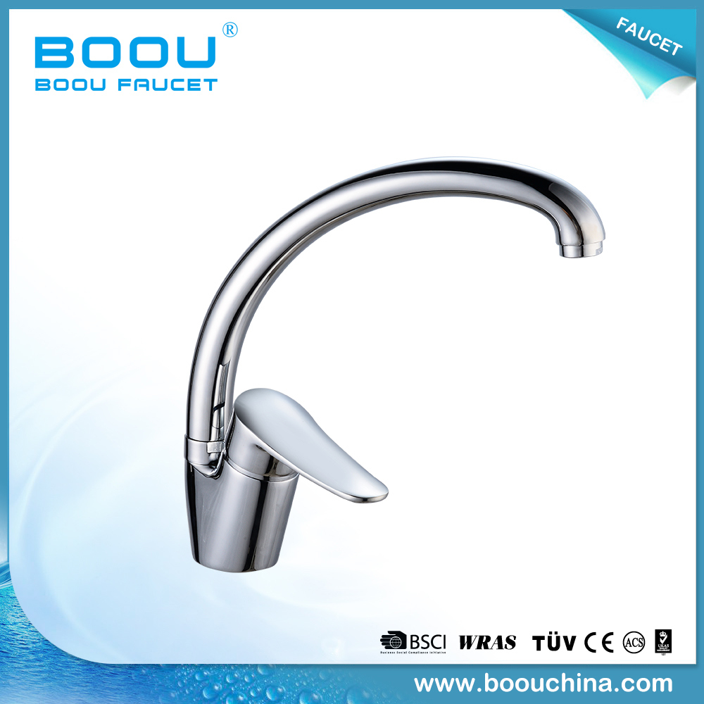 Boou Deck Mounted Long Neck Kitchen Faucet with Single Handle