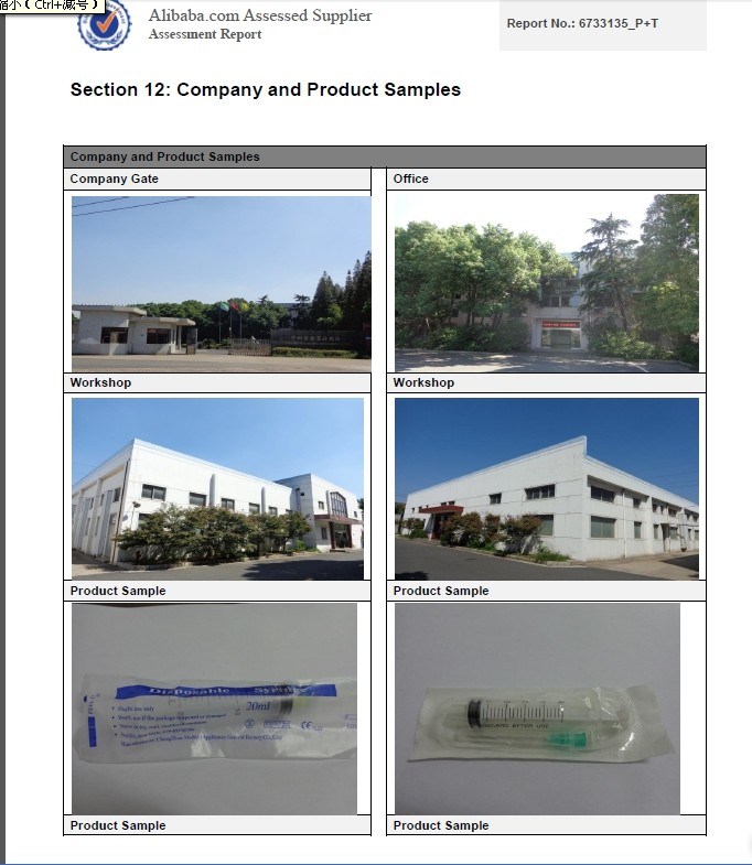 Three Parts with Needle Syringe with CE and ISO13485