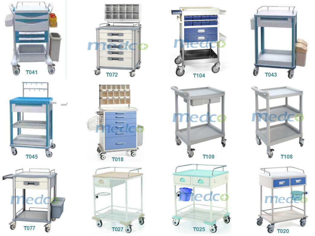 Medical ABS Plastic Anesthesia Hospital Hand Trolley with Grid