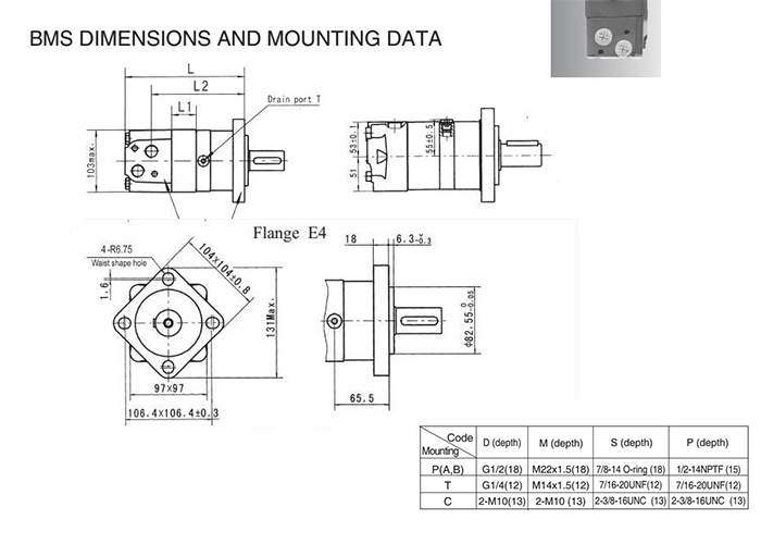 Oms/BMS Replacement Parker Tg Hydraulic Orbital Motor for Combine Harvester