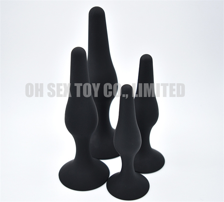 Silicone Anal Trainer Kit Black Purple 4 Pieces Set Butt Plug