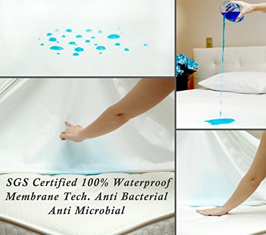 Full Breathable Hypoallergenic Vinyl Free 100% Waterproof Mattress Protector Fabric Mattress Protector