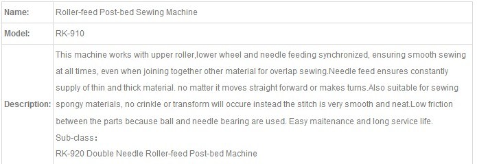 Zy9920 Double Needle Post Bed Lockstitch Industrial Sewing Machinery