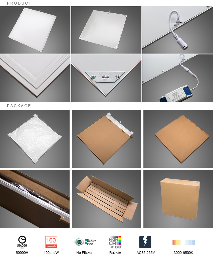 LED Panel Light with 40kw 100lm/W 4000lm 595X595mm Flicker Free CRI 80 with Ce by TUV