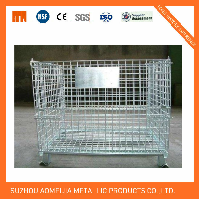 Heavy Duty Collapsible Dump Bin Metal Wire Storage Cage/Basket for Supermarket