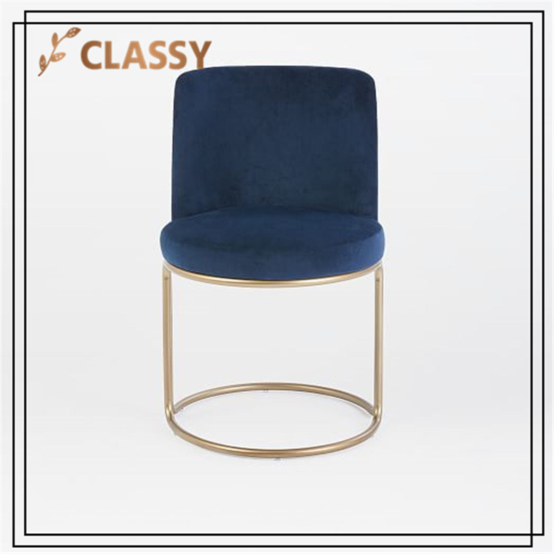 Soft Round Seating Dining Chair in Golden Stiainless Steel Base