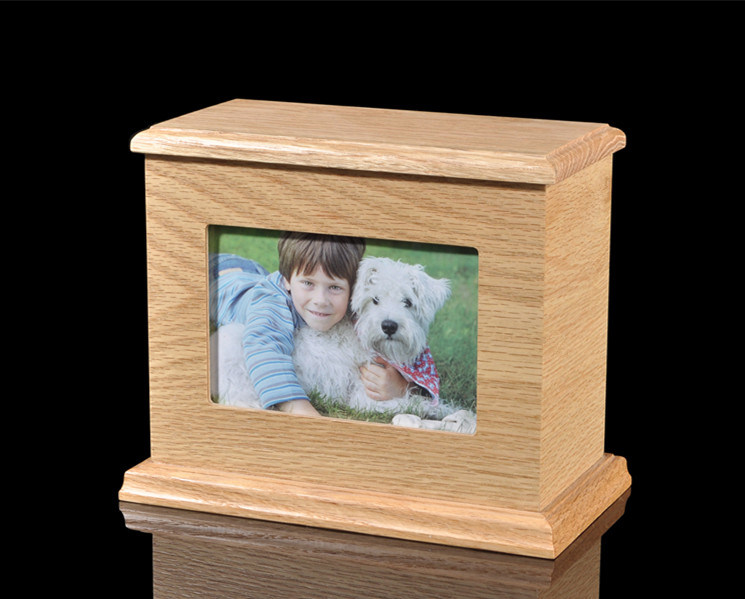 Beech Wooden Dog Urn with Picture Frame