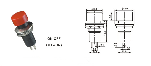 Stainless Steel Metal Horn Momentary Push Button