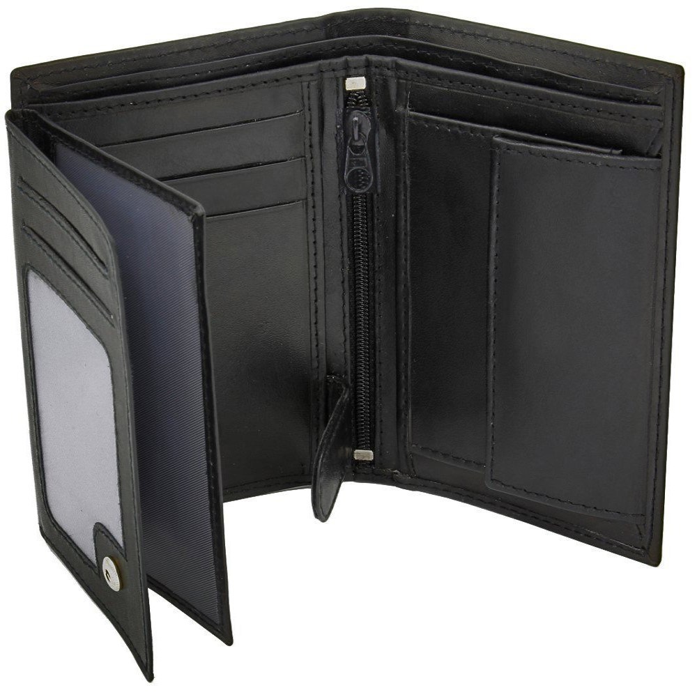 Black Coin Pocket Credit Card Holder PU Leather Men Wallet