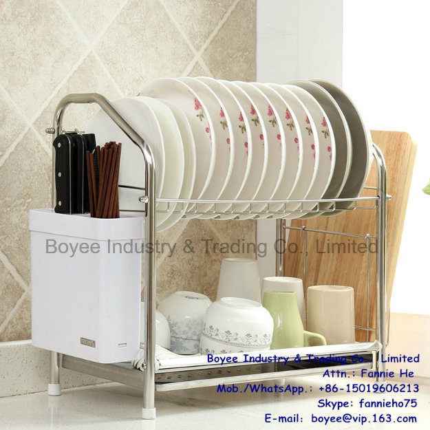 Customized 2 Tier Kitchen Drainer Dish Rack Bowl Rack Wire Rack with Plate