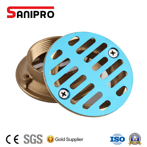 Square Brass Bathroom Shower Floor Drain with Cover