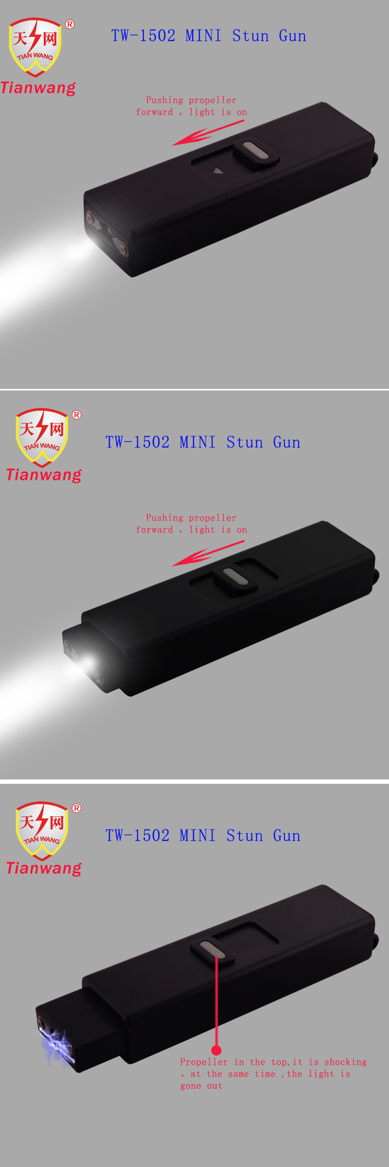 1502 Patented Miniature Keychain Stun Guns with Electric Shock