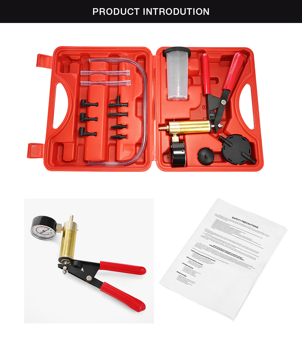 High Quality Car Auto Hand Held Vacuum Pistol Pump Brake Bleeder Adaptor Fluid Reservoir Tester Kit 2 in 1 Tool Kits