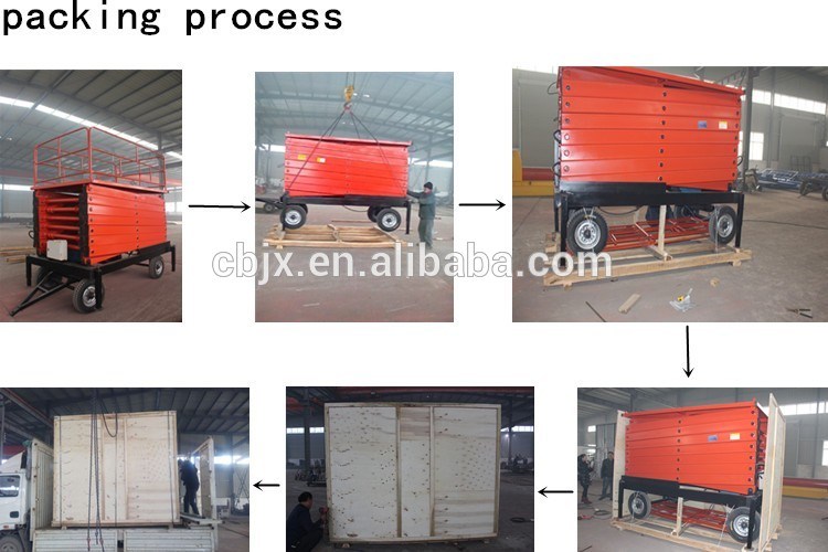 Stable Mobile Trailer Scissor Lift with 4 Tires