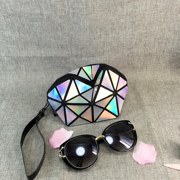 New Fashion Laser PU Make up Bag Geometric Folding Women Travel Cosmetic Bag Organizer Makeup Case Toiletry Bag Kit Beauty Case