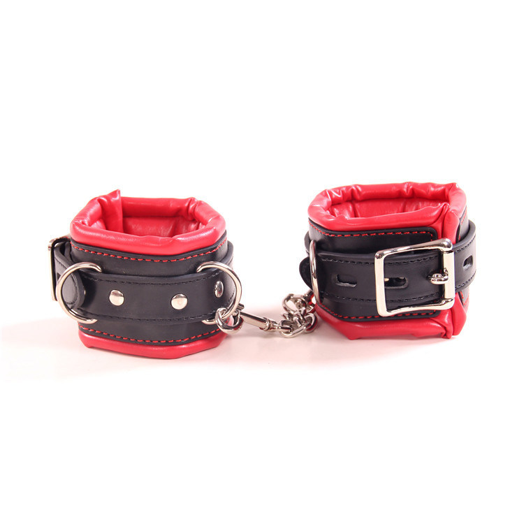 Hot Sexy Adult Red Handcuffs Anklet PU Leather Restraints Bondage Cuffs Roleplay Tools Sex Toys for Couples