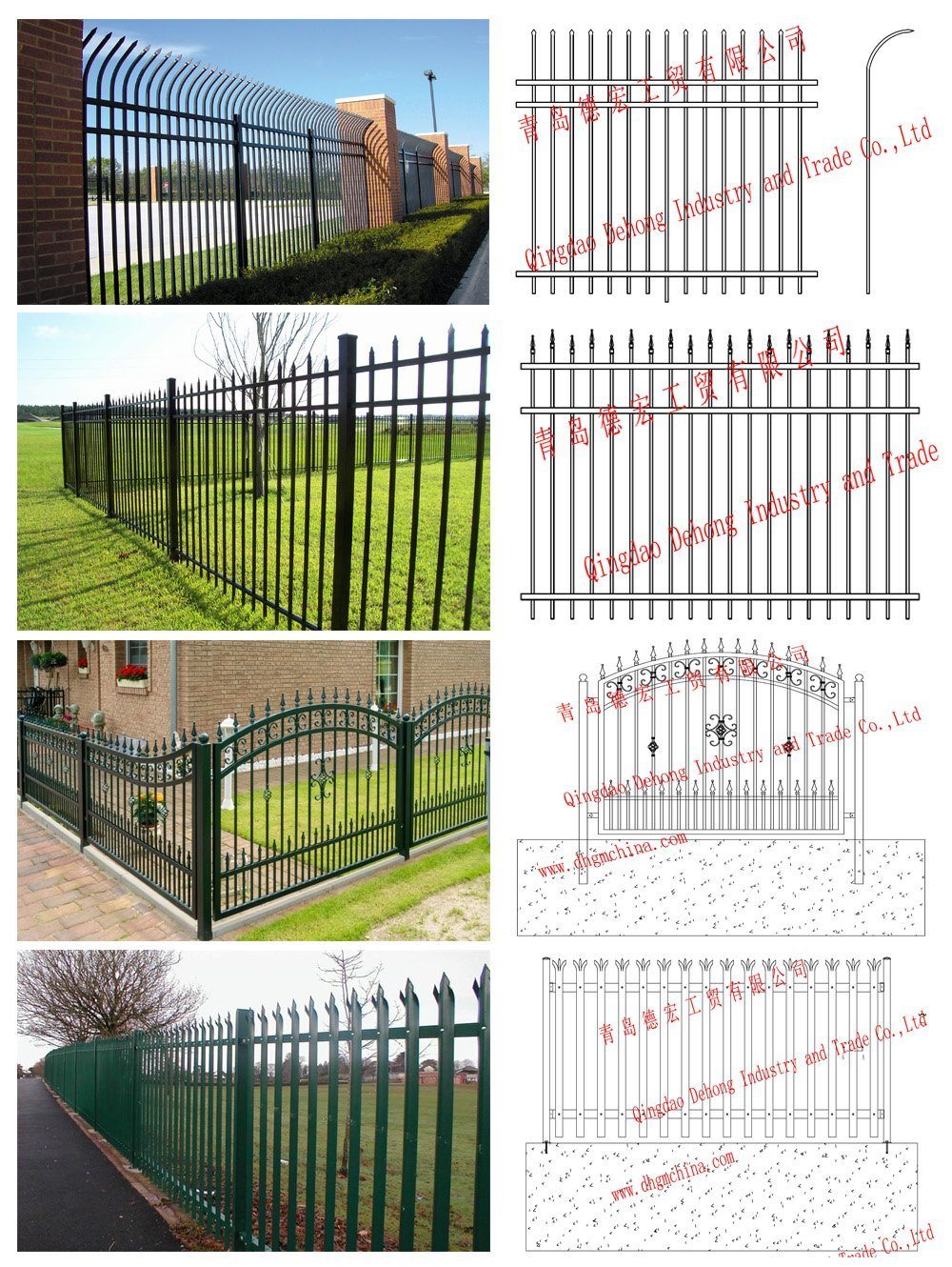Custom Exectrostatic Spraying Picket Fence/Fencing