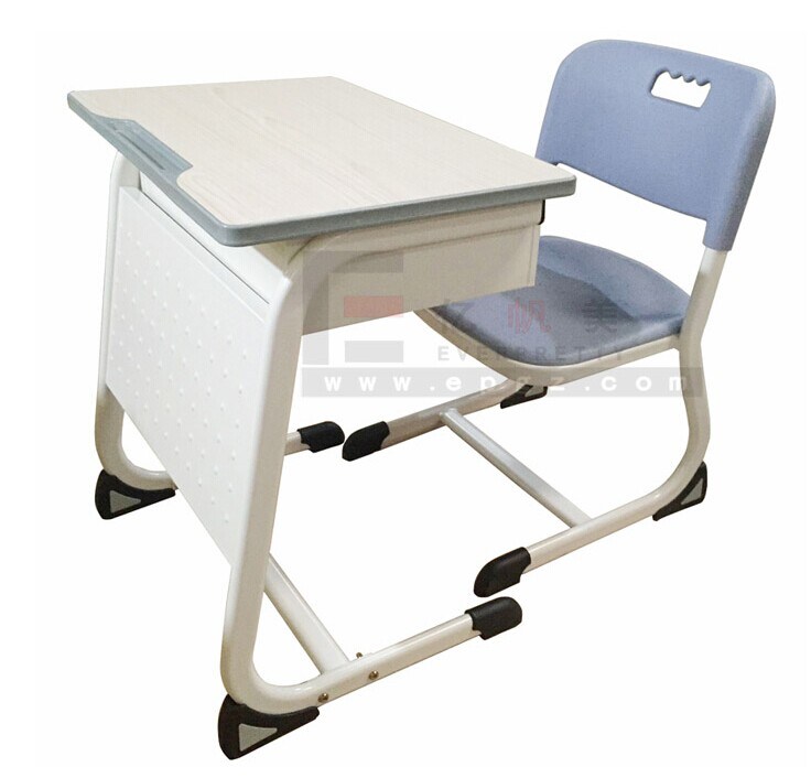 Sturdy Metal Frame Student Table and Bench with Backrest