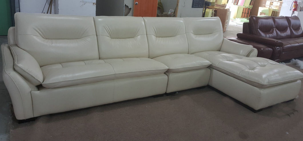 Luxury Furniture Wood Leather Sofa for Home Furniture (B. 985)