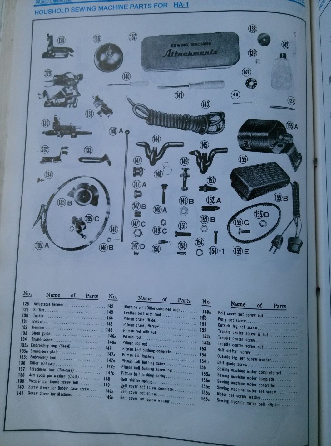 Ha-1 Domestic Sewing Machine Part