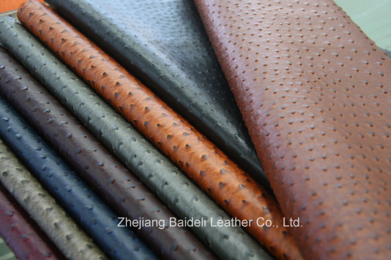 Ostrich Design PVC PU Leather for Furniture and Bag with Fire Resistance