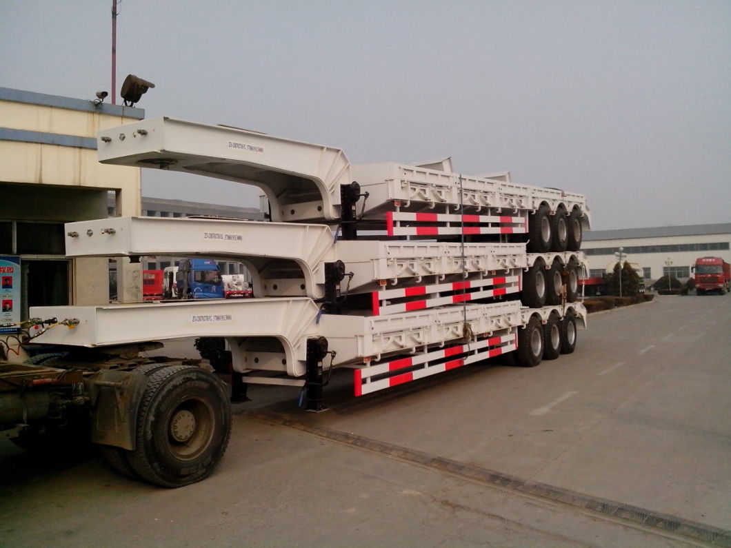 4 Axle 60t/80t Lowbed Semi Trailer for Heavy Duty Machine Transport