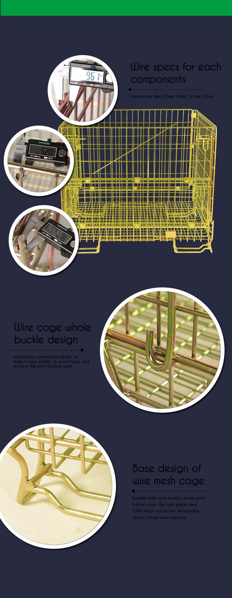 Stackable Galvanized Welded Steel Folded Collapsible Storage Cage