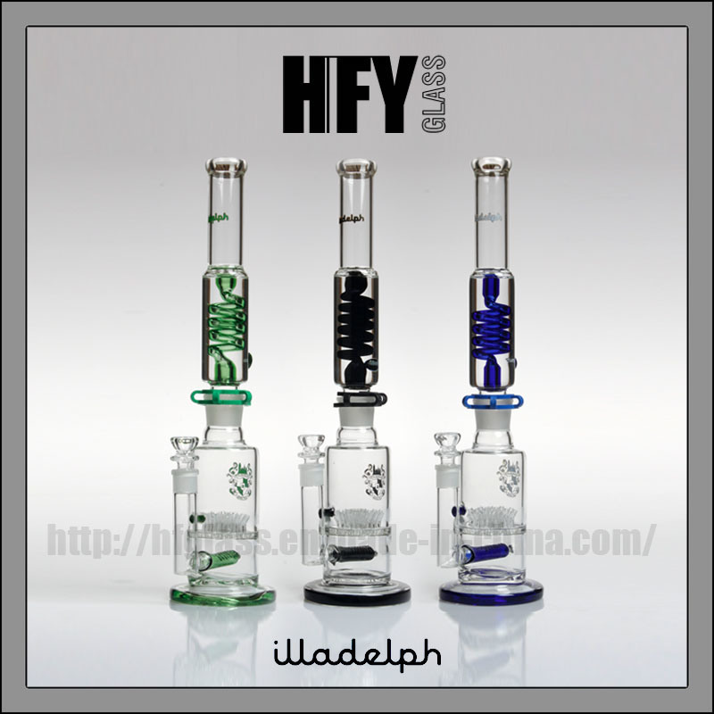 Hfy 18.5 Inches Freezable Coil Illadelph Glassbong Smoking Glass Water Pipes