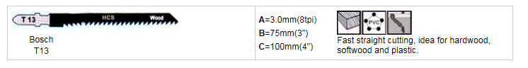 Hcs T13 T-Shank Hardwood Cutting Jigsaw Blade