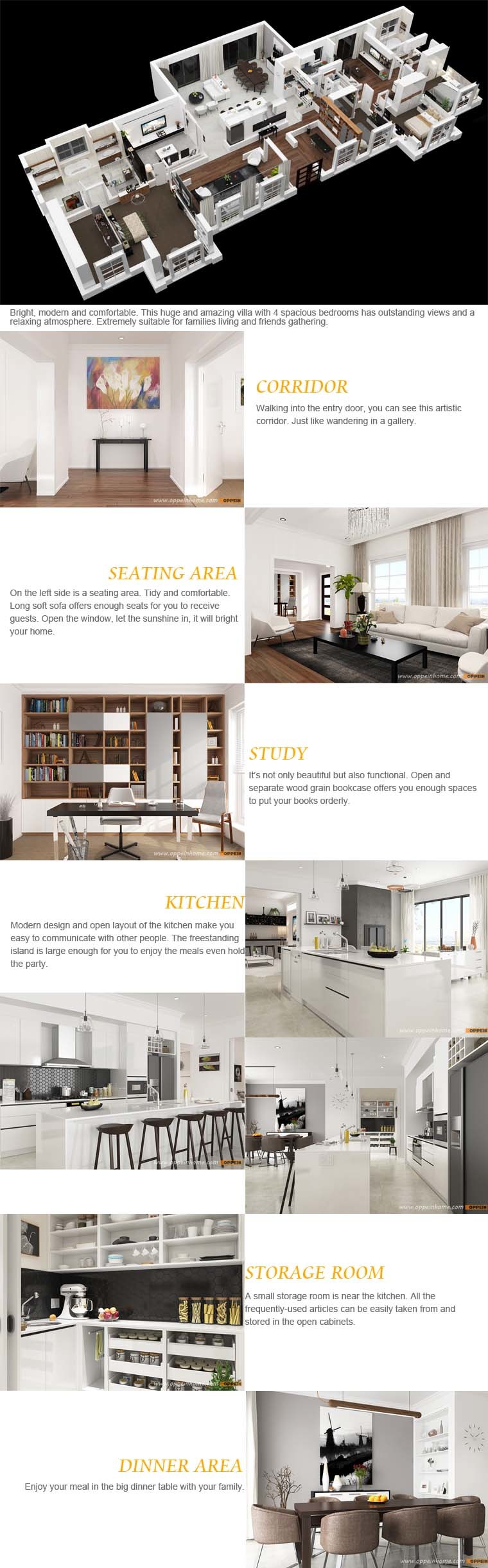 Modern Enjoyable White Lacquer Wooden Home Living Room Furniture (OP16-Villa01)