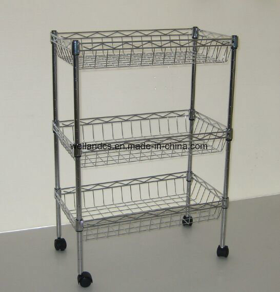 Adjustable Chrome Removable Metal Trolley for Hospital and Library (TR452545C3)