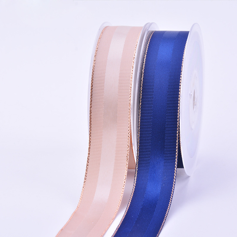 Factory Stocked Glitter Rose Gold Grosgrain Satin Metallic Ribbon