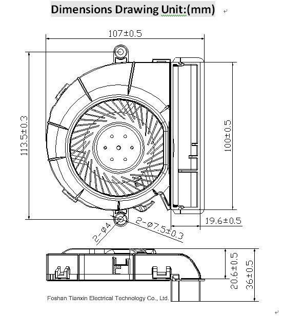 107*100*36mm 5V -24V Brushless Electric Cooling Fan DC Fan Blower