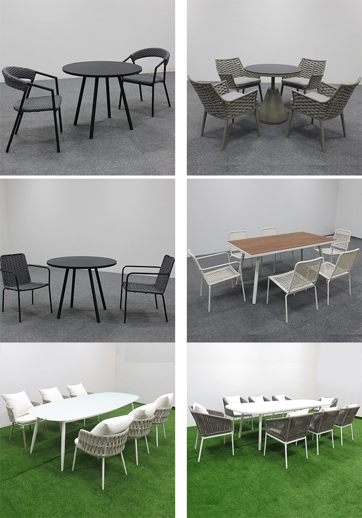 Restaurant Outdoor Rope Woven Dining Table and Chair