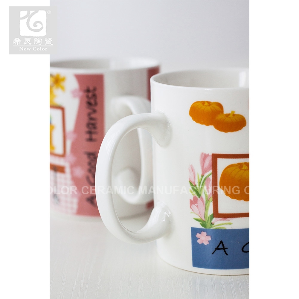 Handhold 330ml Bone China Tea Cup with Decal Printing