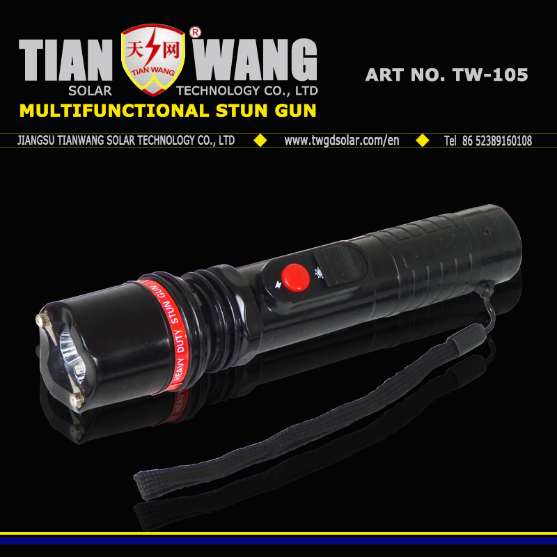 Solid Police Security Flashlight with Wrist-Strap Stun Guns