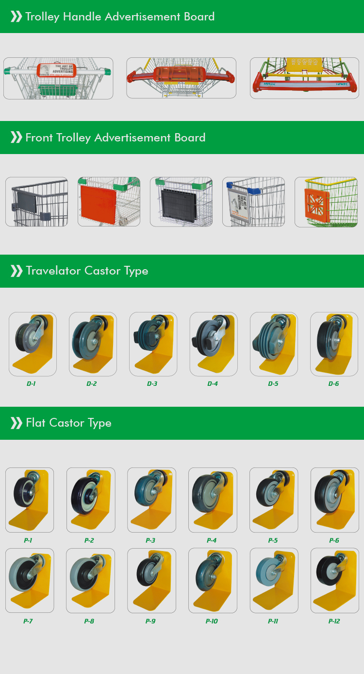 Supermarket Shopping Trolley Cart Travelator/Flat Caster Wheel