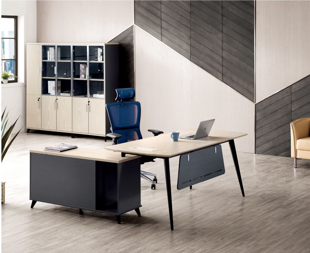 Creative Office Furniture Melamine Manager Executive Director Office Desk with Side Table (KL-102)