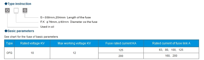 High Voltage Limit Current Fuse for Protection Oil-Immersed Tyoe Transformer