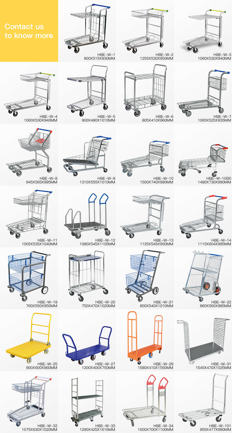 5 Wheel Nestable Metal Warehouse Trolley Cart