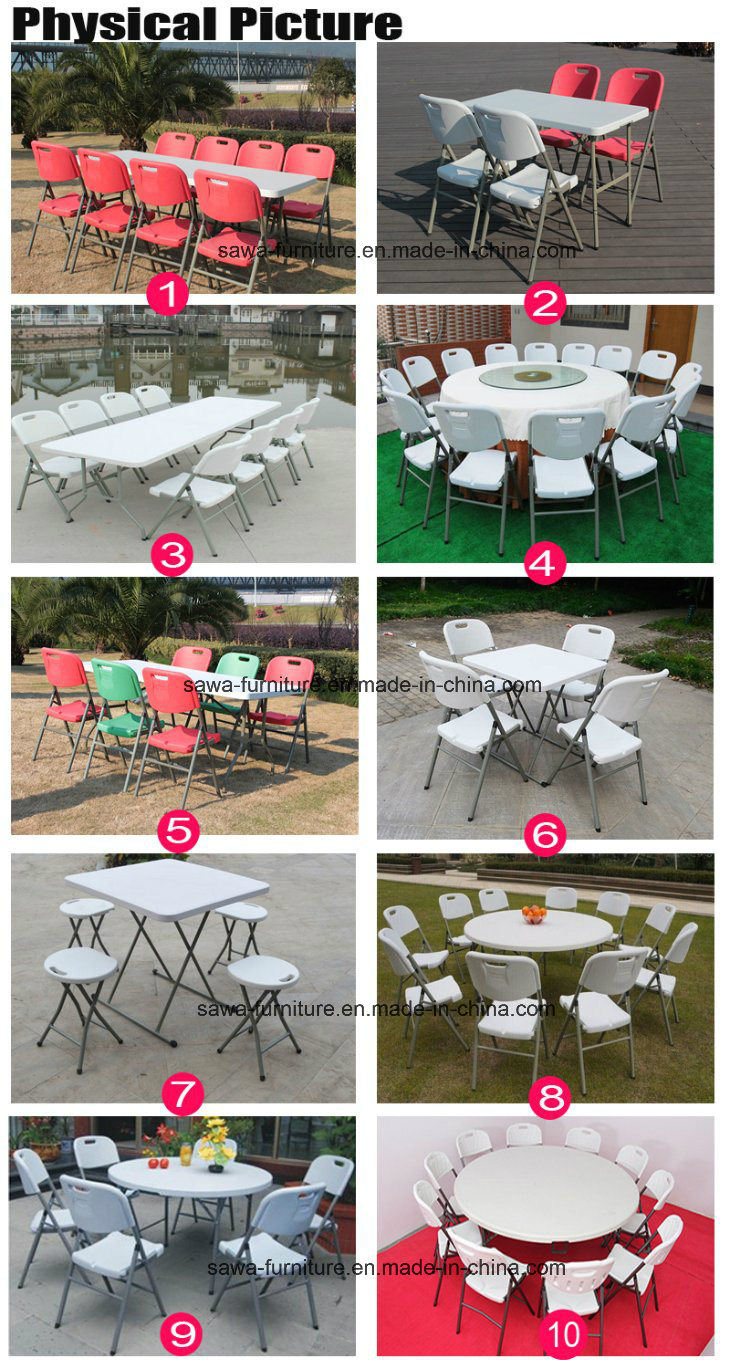 Outdoor Indoor Grey Plastic Folding Dining Table and Chair
