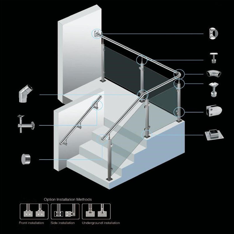 Stainless Steel Railing Stairs Handrail Fitting Elbow Pipe Connector