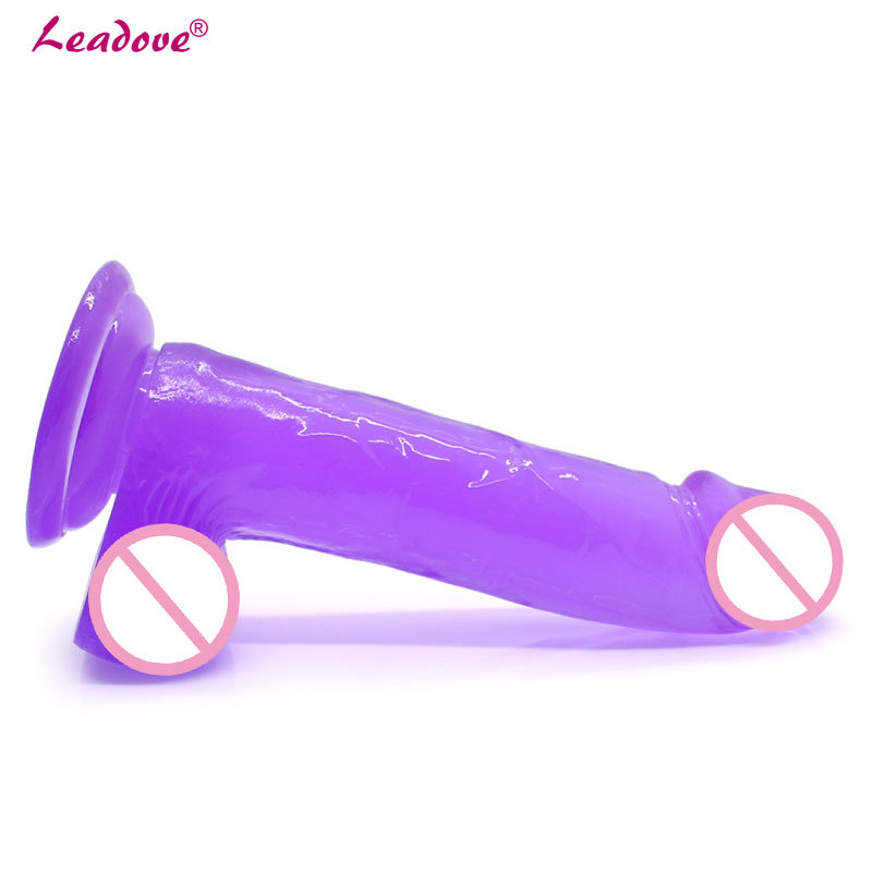 Medium Size Crystal Jelly Realistic Flexible Dildo for Women Toy