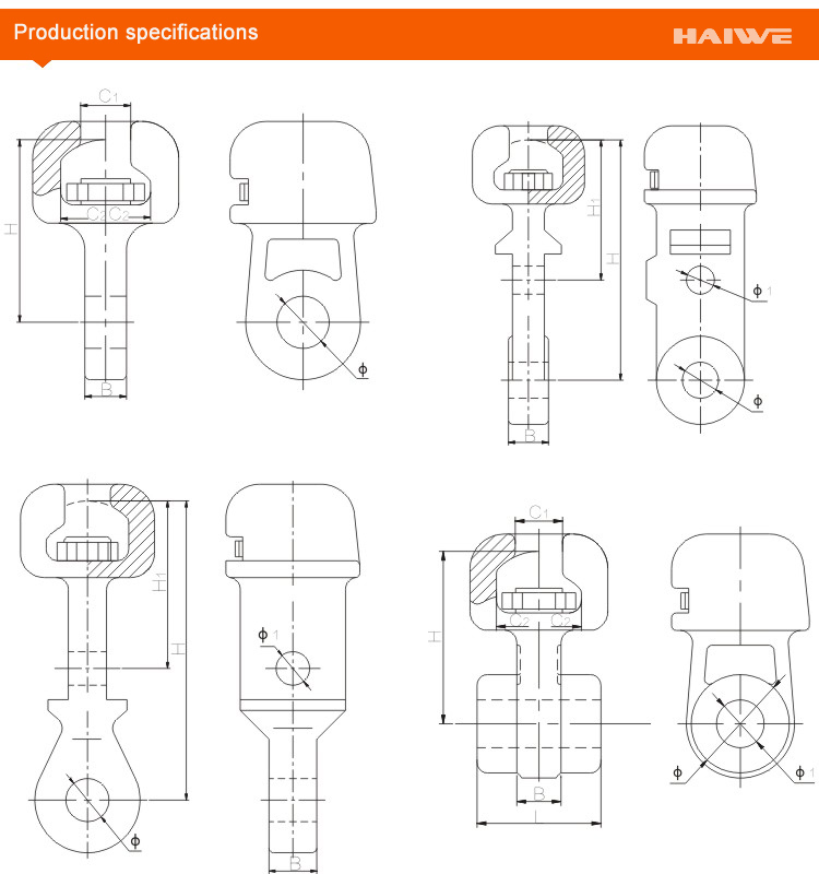 W Type Malleable Iron Socket Eyes for Overhead Transmission Line