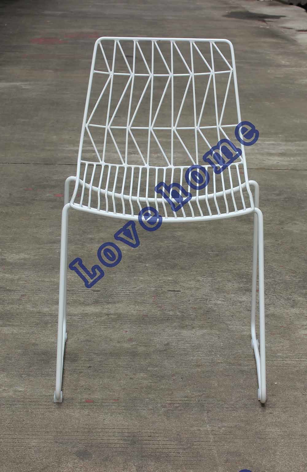 Modern Classic Metal Dining Stackable Bend Side Wire Chair